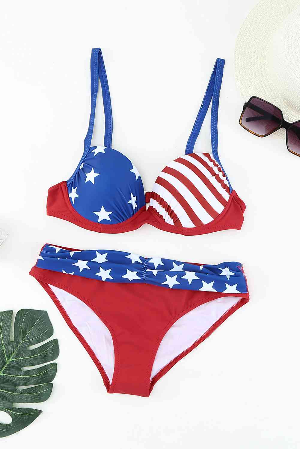 Ruched Bikini Set Red Blue for a perfect OOTD – dress to impress outfits from Amexza