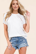 Double Take Full Size Cutout Round Neck Short Sleeve T-Shirt - Amexza