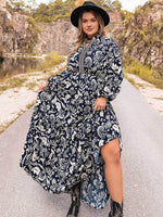 Plus Size Long Sleeve Maxi Dress - Amexza