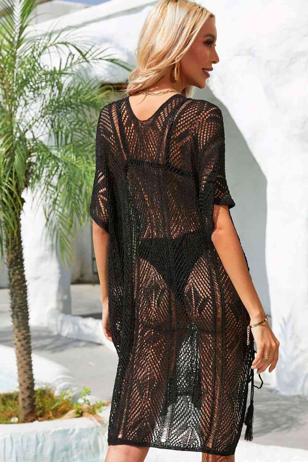 Angel Wings Side Slit Tassel Openwork Cover-Up Dress for a perfect OOTD – dress to impress outfits from Amexza