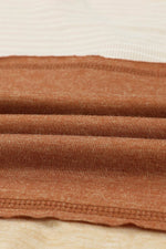 Color Block V-Neck Long Sleeve Top - Amexza