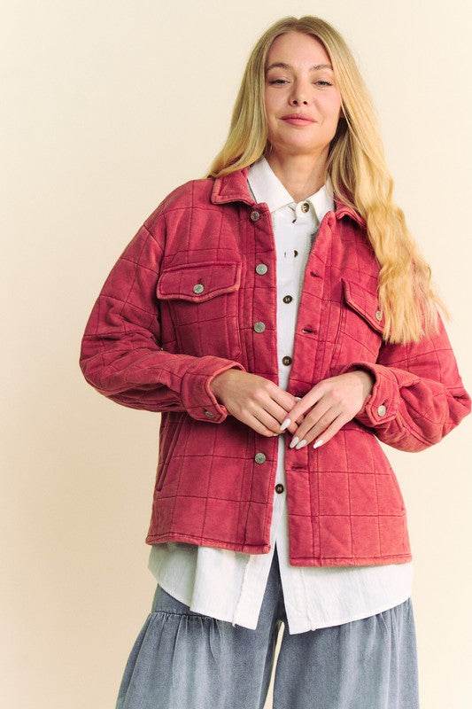 Davi & Dani Quilted Button Down Shacket with Chest Pockets for a perfect OOTD – dress to impress outfits from Amexza