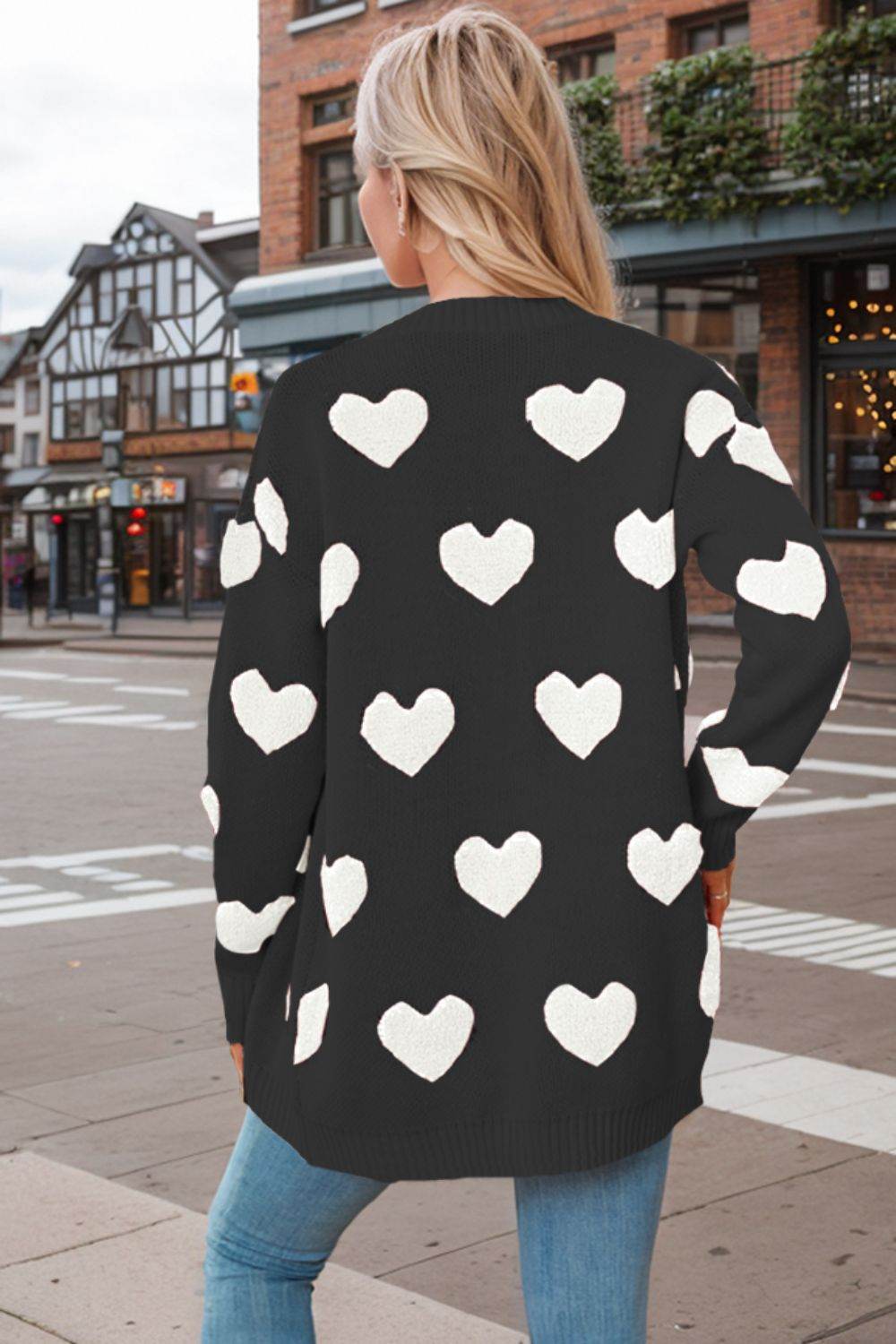 Heart Button Down Long Sleeve Cardigan for a perfect OOTD – dress to impress outfits from Amexza