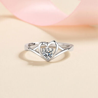 Moissanite Heart 925 Sterling Silver Ring for a perfect OOTD – dress to impress outfits from Amexza