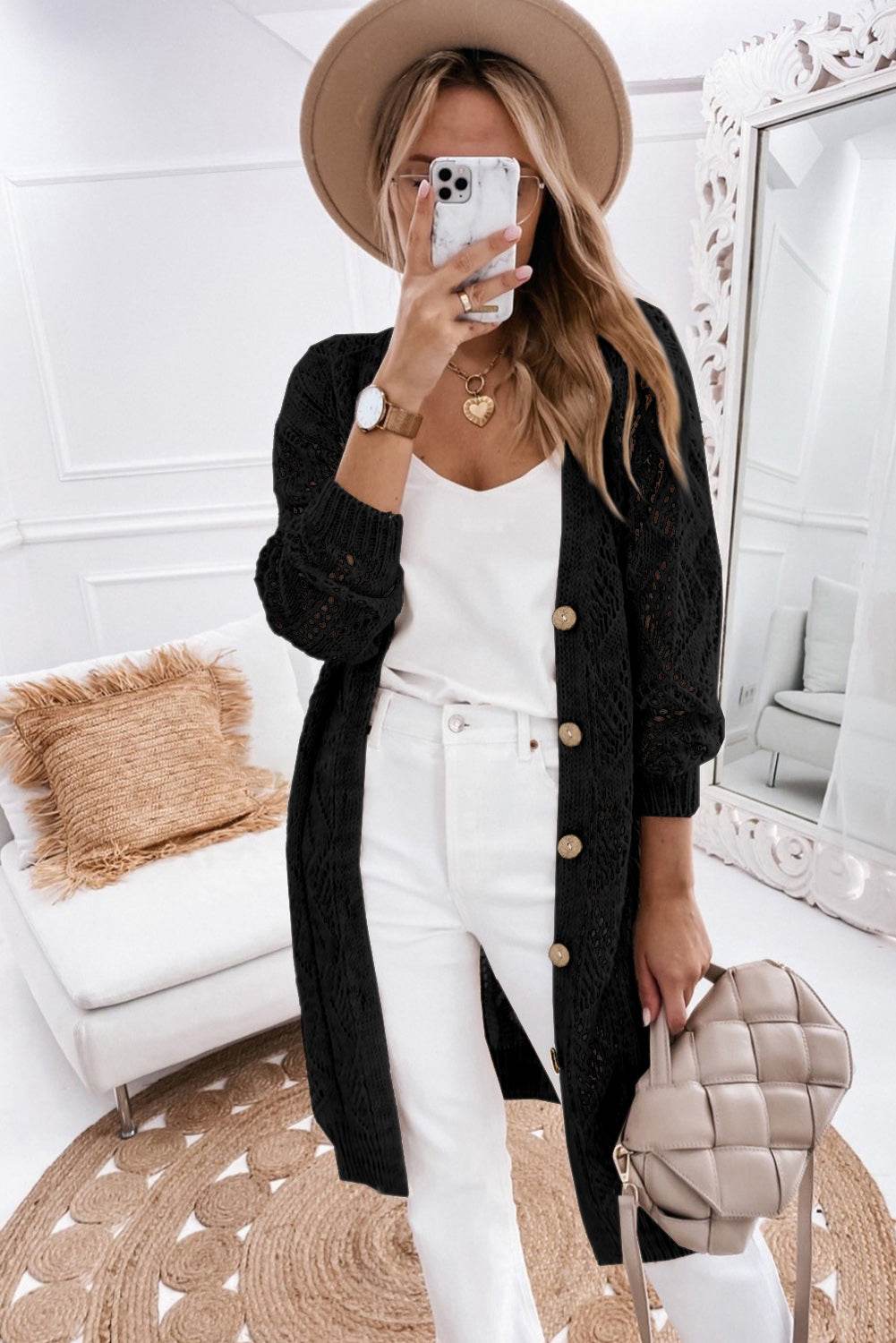 V-Neck Long Sleeve Cardigan for a perfect OOTD – dress to impress outfits from Amexza