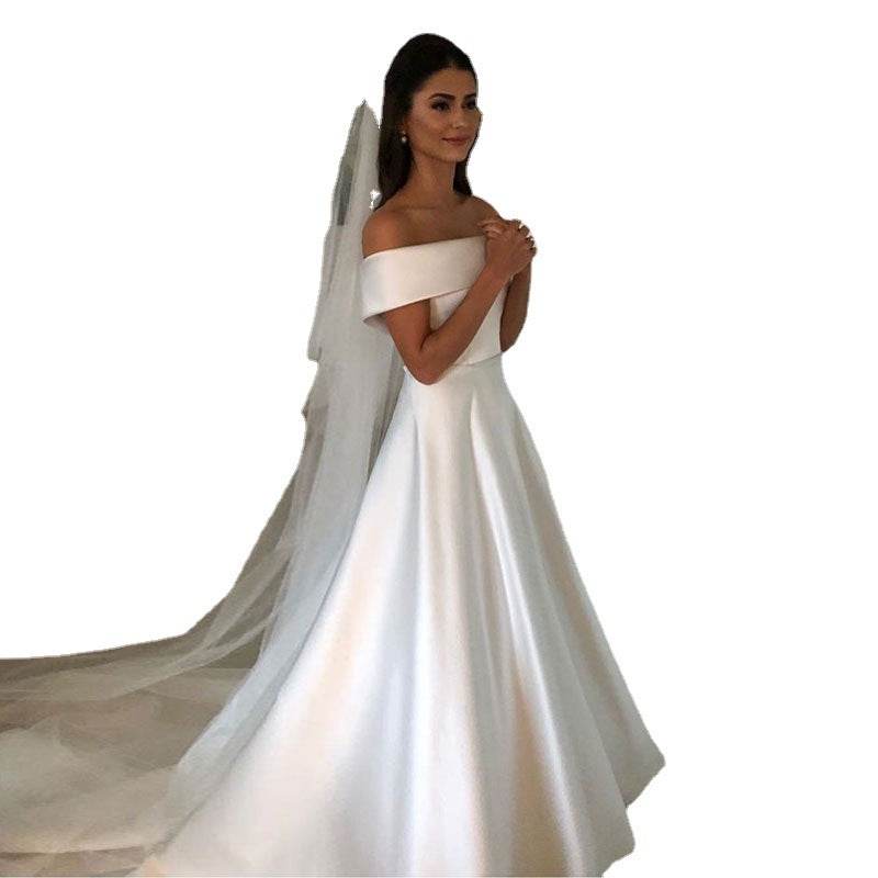 Women's Wedding Dress Off-neck Simple Dress for a perfect OOTD – dress to impress outfits from Amexza