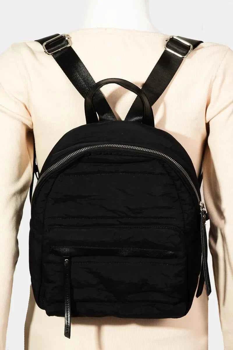 Fame Adjustable Strap Nylon Backpack Bag Black One Size for a perfect OOTD – dress to impress outfits from Amexza