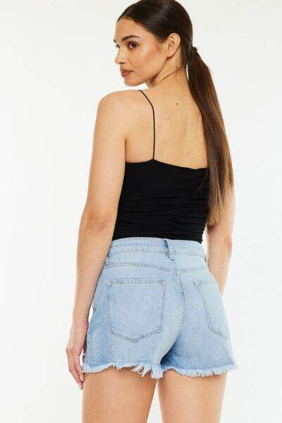 Kancan Raw Hem Distressed High Waist Denim Shorts for a perfect OOTD – dress to impress outfits from Amexza