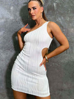 One Shoulder Cutout Mini Dress - Amexza