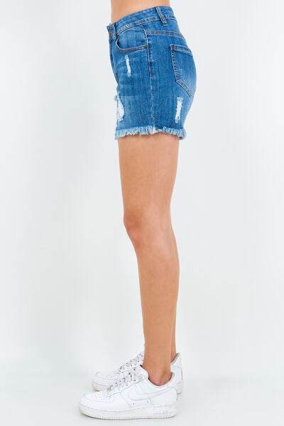 American Bazi High Waist Distressed Frayed Denim Shorts for a perfect OOTD – dress to impress outfits from Amexza