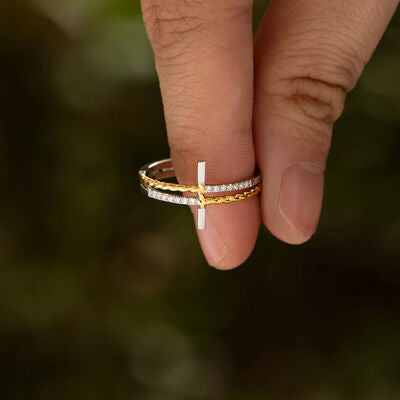 Cross Zircon 925 Sterling Silver Ring for a perfect OOTD – dress to impress outfits from Amexza