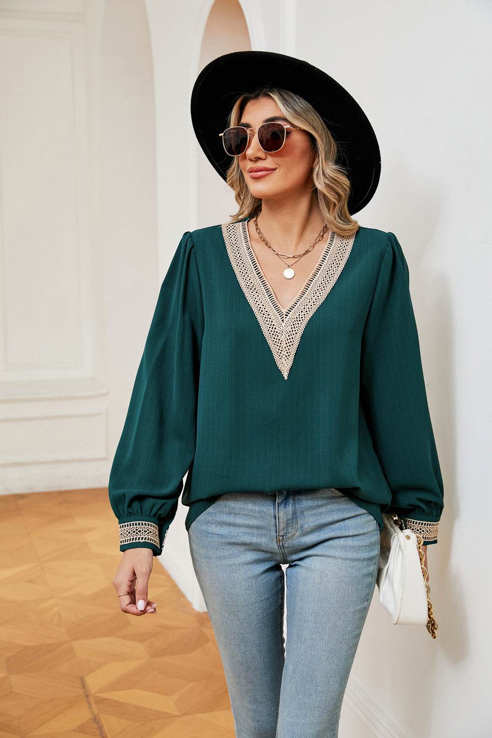 Contrast Puff Sleeve Blouse for a perfect OOTD – dress to impress outfits from Amexza