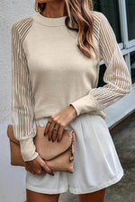 Round Neck Raglan Sleeve Knit Top Ivory for a perfect OOTD – dress to impress outfits from Amexza