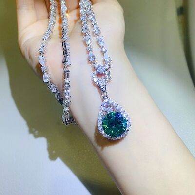 10 Carat Moissanite 925 Sterling Silver Teardrop Shape Necklace for a perfect OOTD – dress to impress outfits from Amexza