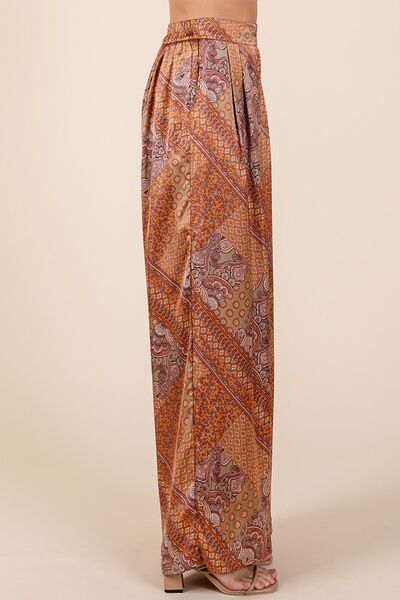 Mittoshop Paisley Patchwork Print Satin Wide Leg Pants for a perfect OOTD – dress to impress outfits from Amexza