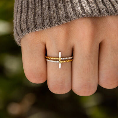 Cross Zircon 925 Sterling Silver Ring for a perfect OOTD – dress to impress outfits from Amexza