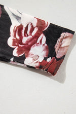 Floral Mock Neck Long Sleeve Mesh Top - Amexza