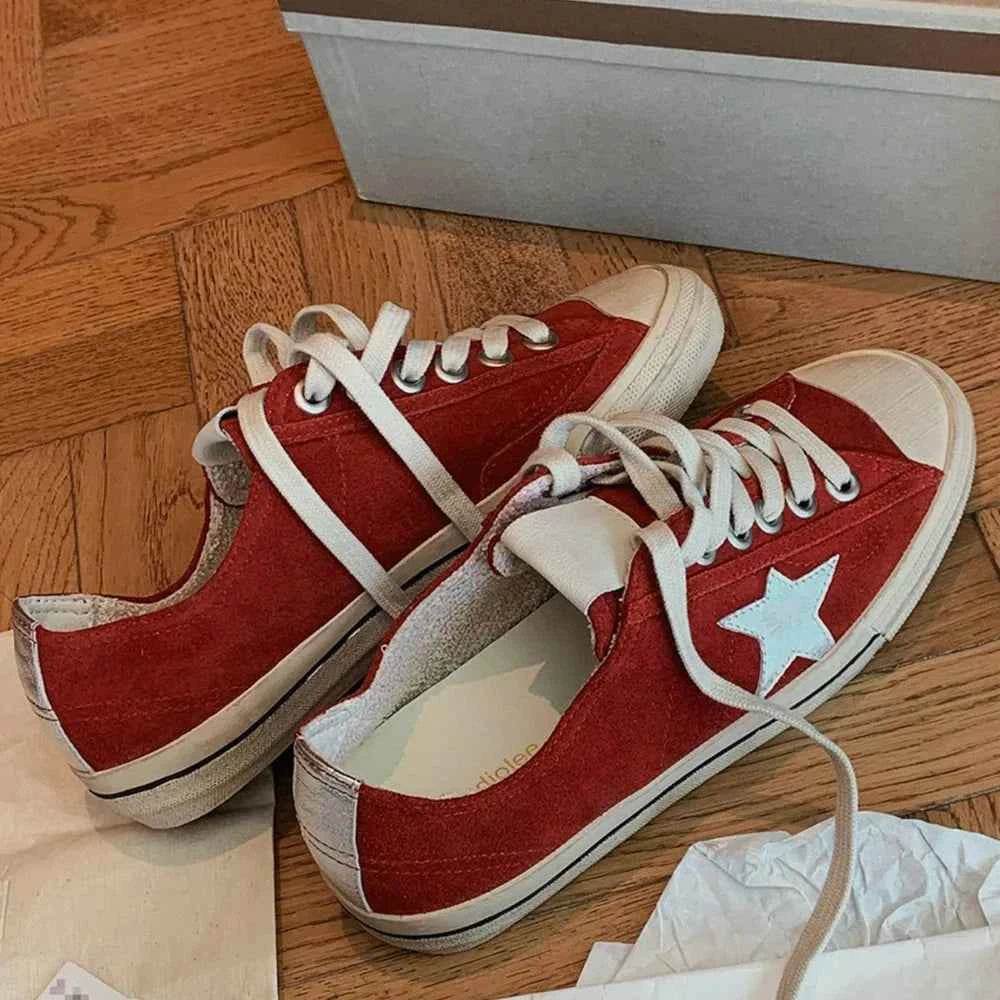 Round Toe Flats Sneakers Burgundy for a perfect OOTD – dress to impress outfits from Amexza