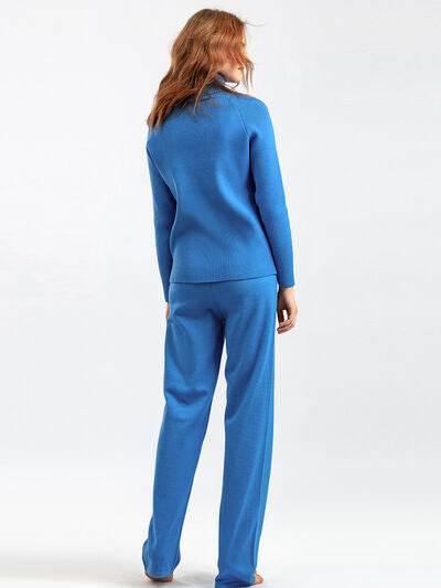 Basic Bae Turtleneck Raglan Sleeve Top and Pants Sweater Set - Amexza