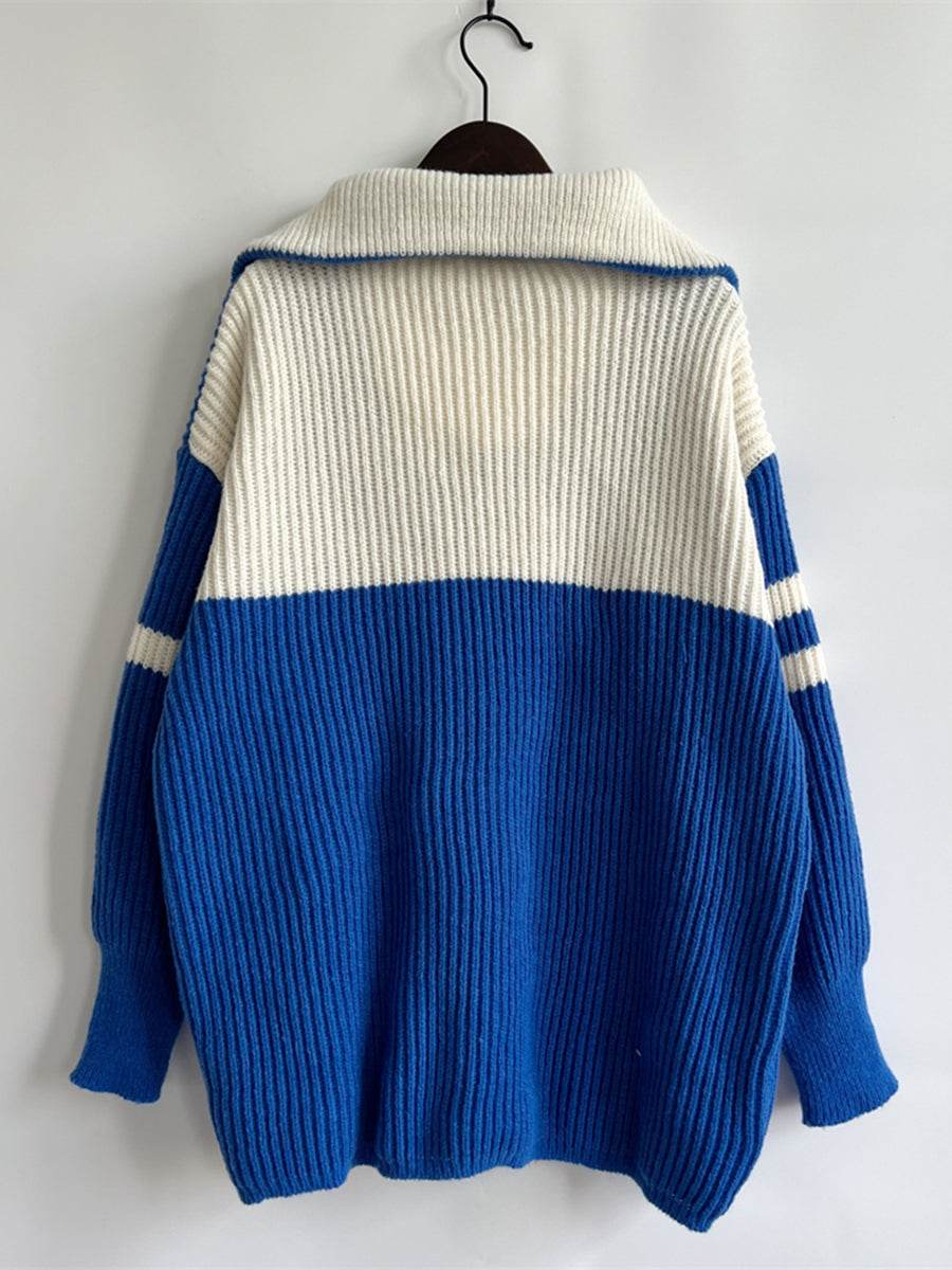 Ribbed Two-Tone Half Zip Sweater for a perfect OOTD – dress to impress outfits from Amexza