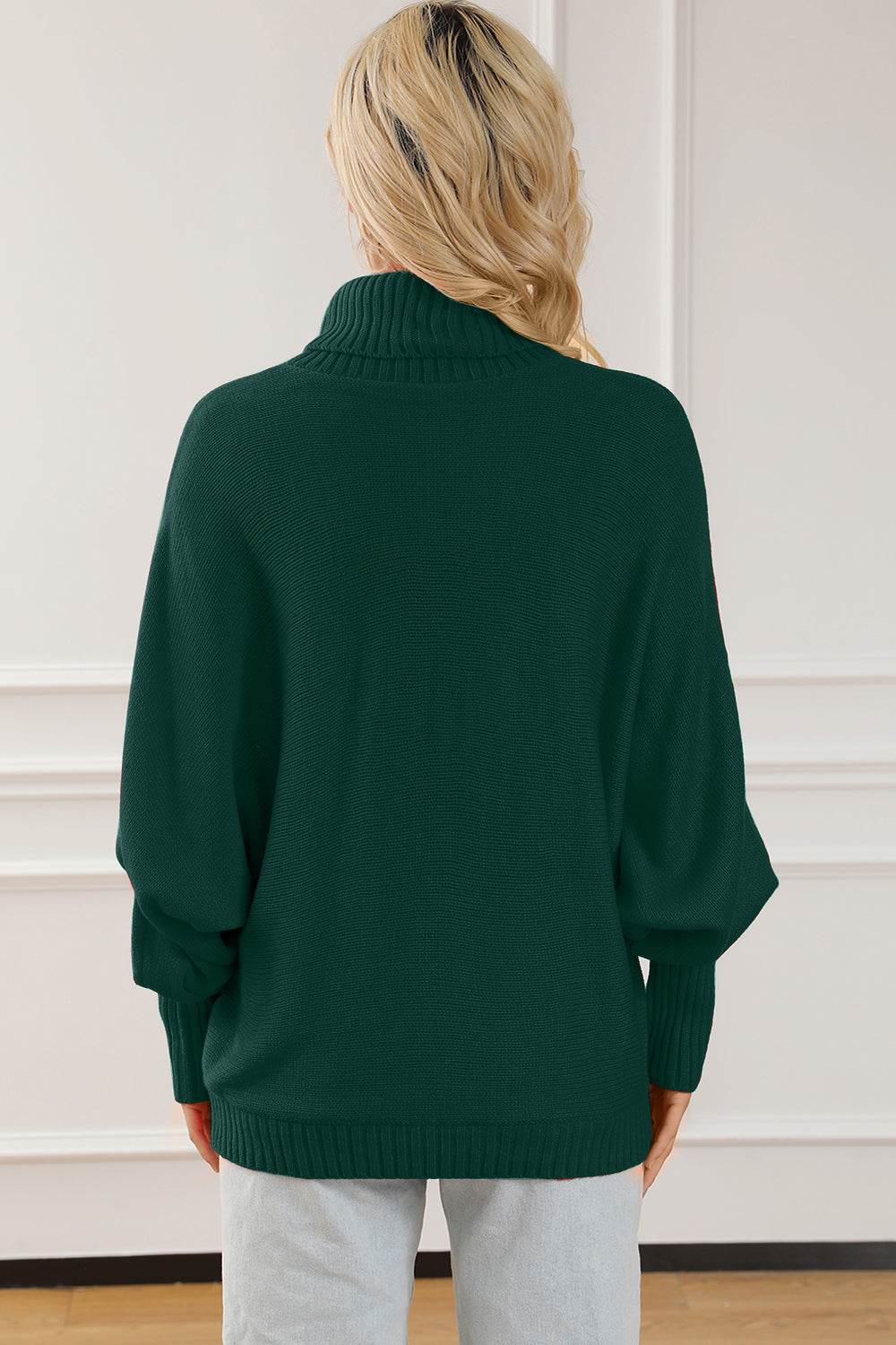 Merry Letter Embroidered High Neck Sweater - Amexza