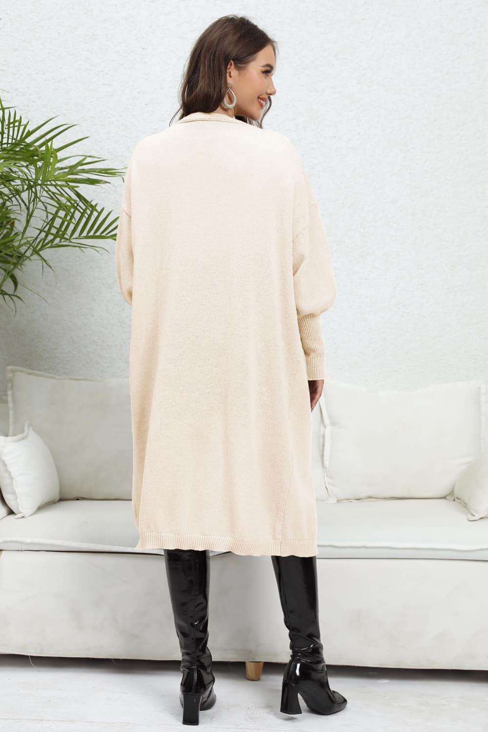 Open Front Dropped Shoulder Cardigan for a perfect OOTD – dress to impress outfits from Amexza