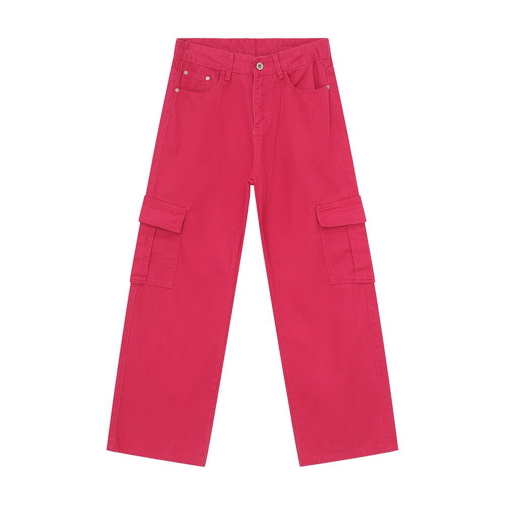 Wide Leg Cargo Jeans Hot Pink L for a perfect OOTD – dress to impress outfits from Amexza