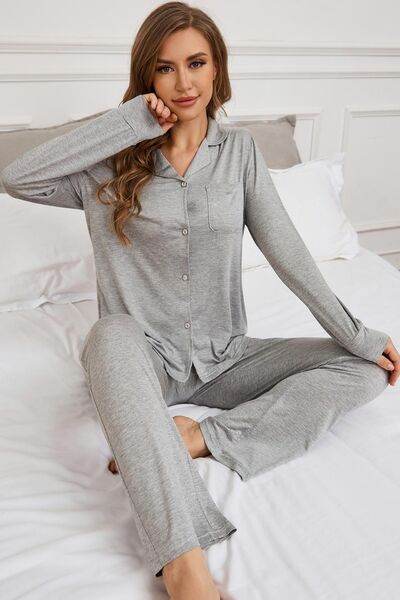 Button Up Long Sleeve Top and Pants Lounge Set for a perfect OOTD – dress to impress outfits from Amexza