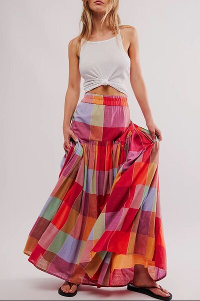 Color Block Elastic Waist Maxi Skirt for a perfect OOTD – dress to impress outfits from Amexza