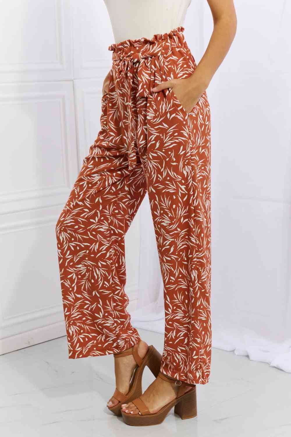 Heimish Right Angle Full Size Geometric Printed Pants in Red Orange for a perfect OOTD – dress to impress outfits from Amexza