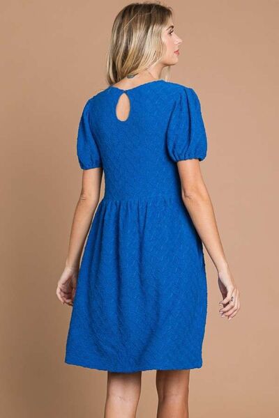 Culture Code Texture Round Neck Short Sleeve Dress with Pockets for a perfect OOTD – dress to impress outfits from Amexza