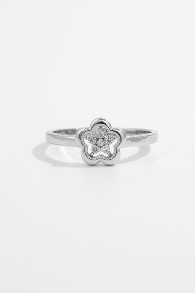 925 Sterling Silver Zircon Flower Ring Silver for a perfect OOTD – dress to impress outfits from Amexza