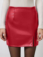 Slit Mini Skirt with Zipper Deep Red for a perfect OOTD – dress to impress outfits from Amexza