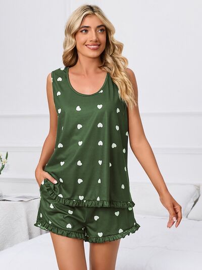 Heart Scoop Neck Tank and Shorts Lounge Set for a perfect OOTD – dress to impress outfits from Amexza