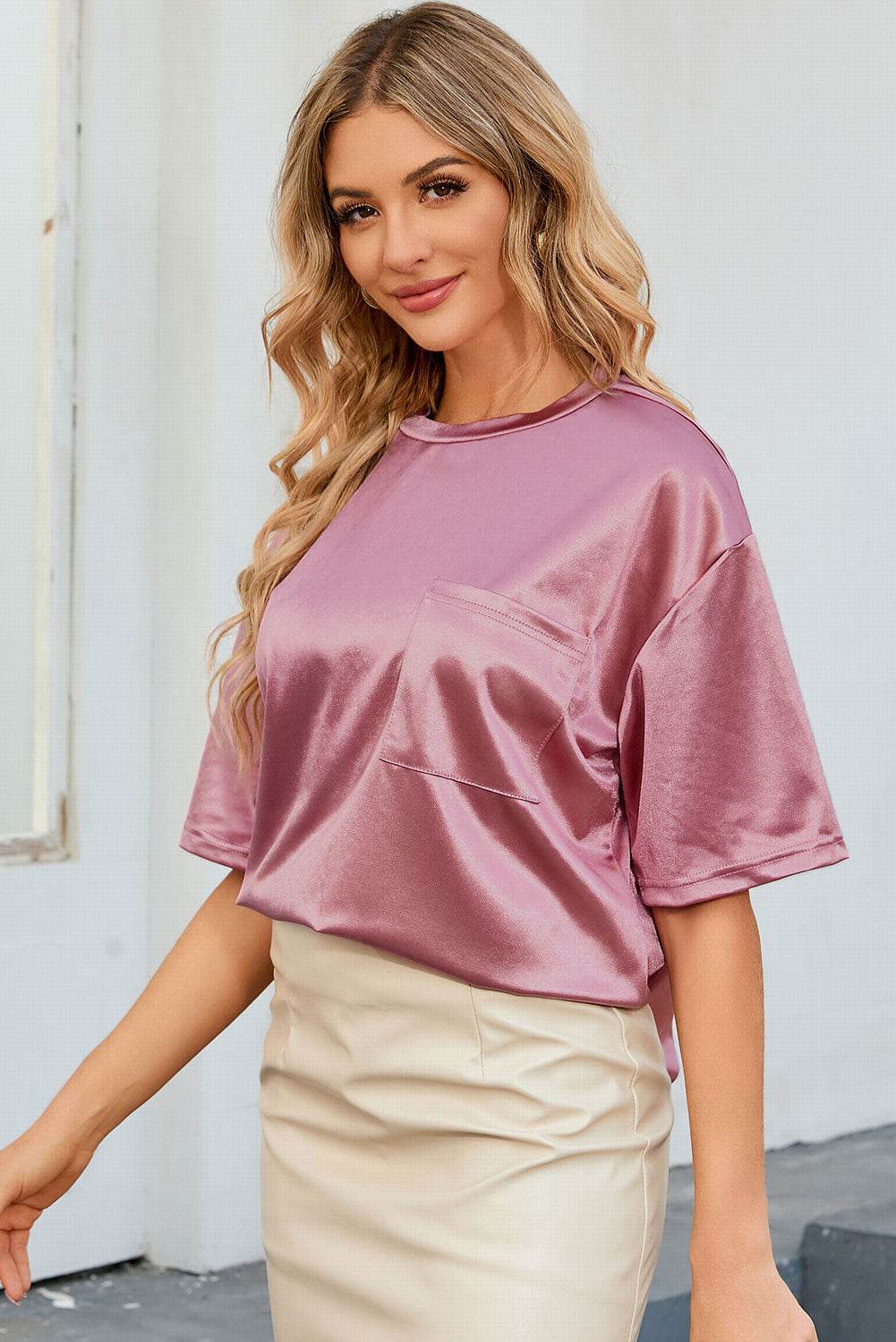 Round Neck Dropped Shoulder Top for a perfect OOTD – dress to impress outfits from Amexza