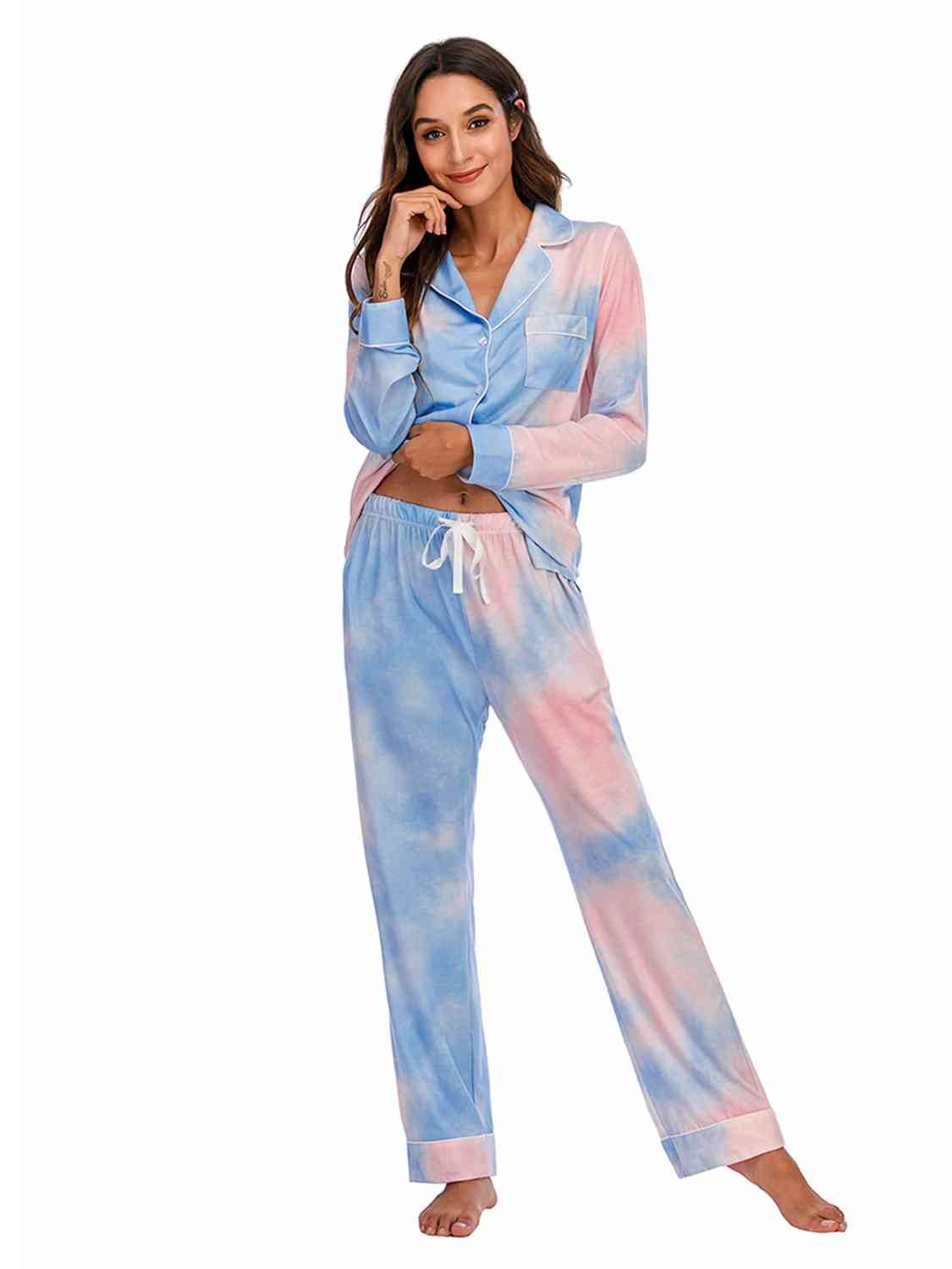 Collared Neck Long Sleeve Loungewear Set with Pockets for a perfect OOTD – dress to impress outfits from Amexza