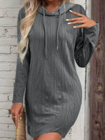 Drawstring Hooded Sweater Dress Heather Gray for a perfect OOTD – dress to impress outfits from Amexza