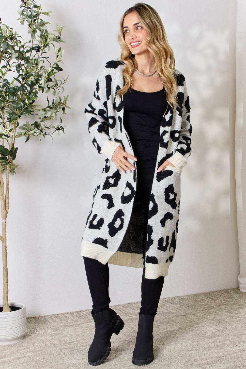 BiBi Leopard Open Front Cardigan for a perfect OOTD – dress to impress outfits from Amexza