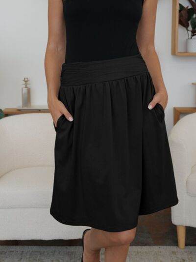 FAM-FAM Elastic Waist Skirt with Pockets for a perfect OOTD – dress to impress outfits from Amexza