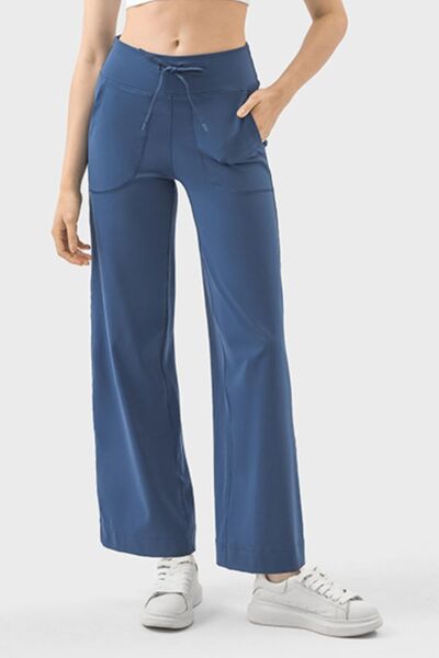 Millennia Drawstring Active Pants with Pockets Dusty Blue for a perfect OOTD – dress to impress outfits from Amexza