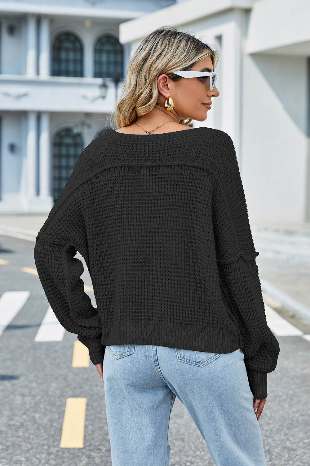 V-Neck Long Sleeve Sweater for a perfect OOTD – dress to impress outfits from Amexza