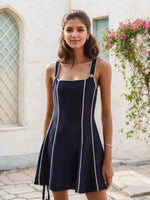 Striped Square Neck Mini Dress