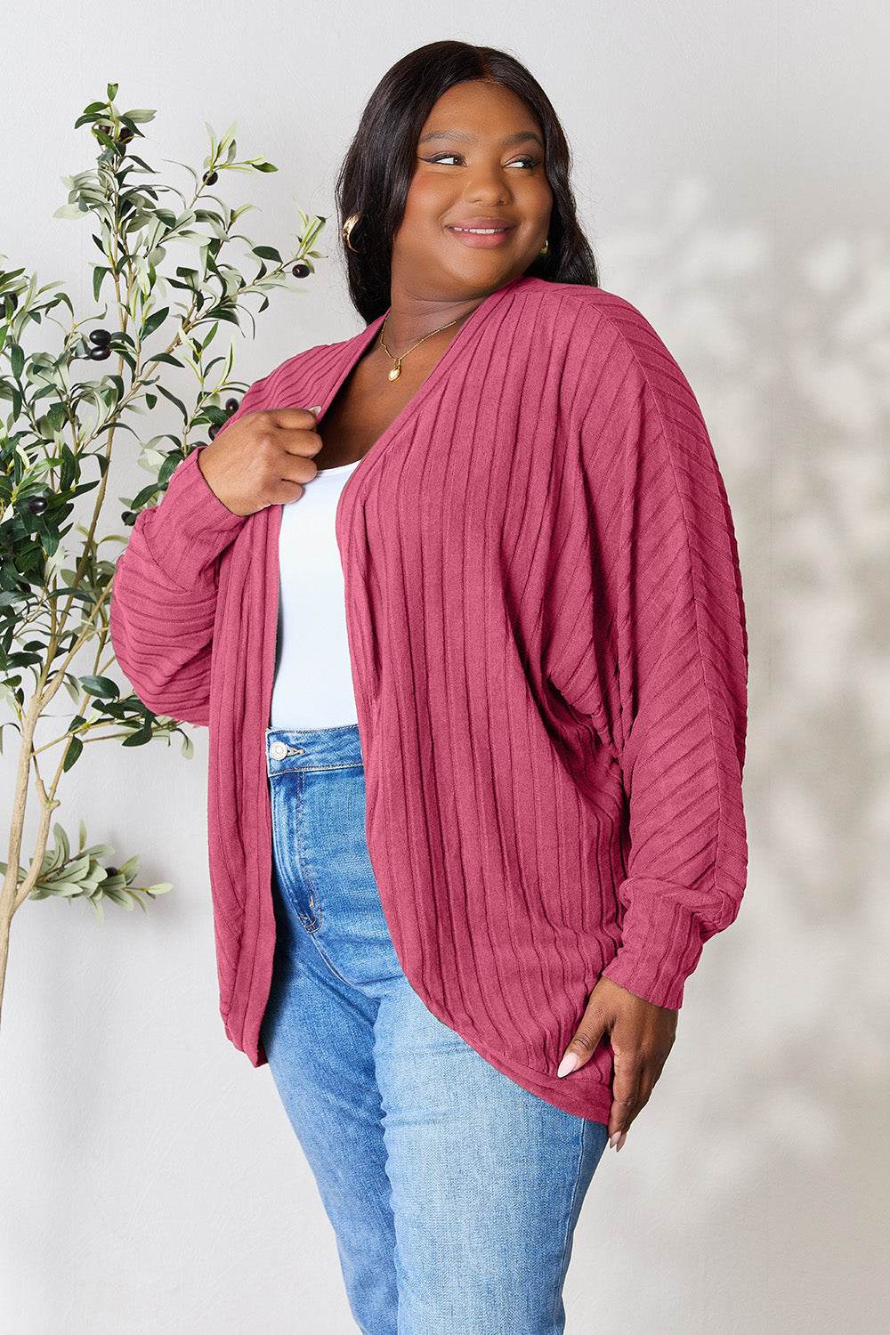 Basic Bae Full Size Ribbed Cocoon Cardigan for a perfect OOTD – dress to impress outfits from Amexza