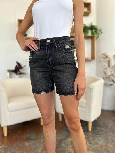 Judy Blue Full Size High Waist Rigid Magic Denim Shorts for a perfect OOTD – dress to impress outfits from Amexza