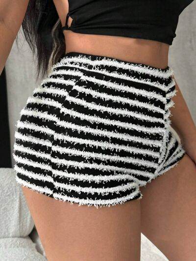 Striped High Waist Shorts - Amexza