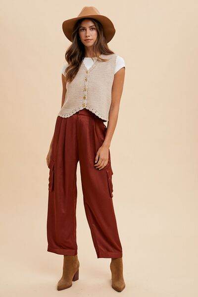 Annie Wear Wide Leg Cargo Satin Pants for a perfect OOTD – dress to impress outfits from Amexza