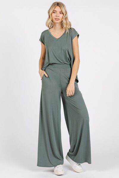 Mittoshop Yoga Air Stretch Elastic Waist Wide Leg Pants Army Green for a perfect OOTD – dress to impress outfits from Amexza