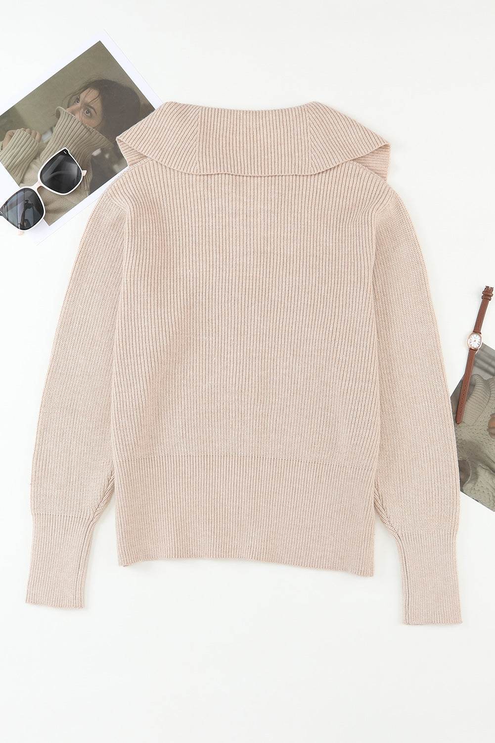 Zip Up Long Sleeve Cardigan - Amexza