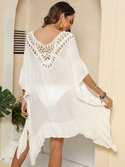 Cutout Ruffled Half Sleeve Cover-Up for a perfect OOTD – dress to impress outfits from Amexza