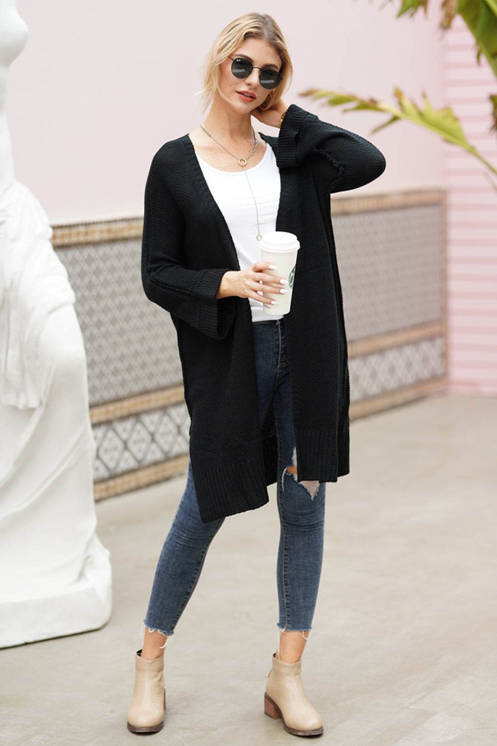 Open Front Long Sleeve Cardigan for a perfect OOTD – dress to impress outfits from Amexza